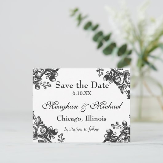 Antieke bloemgroen aankondigingskaart (Staand voorkant)