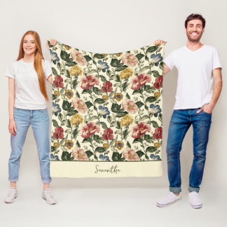 Antieke Bloemige Monogramnaam Fleece Deken