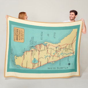 Antieke Boca Grande Florida kaart Fleece Deken