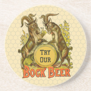 Antieke Bockbierposter: Oude Geit Saloon Bar Zandsteen Onderzetter