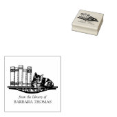 Antieke Boekenplank Kat Uit De Bibliotheek Van Rubberstempel (Gestempeld)