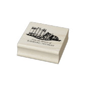 Antieke Boekenplank Kat Uit De Bibliotheek Van Rubberstempel (Stempel)