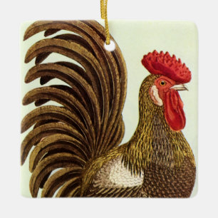 Antieke boerderijdieren Kippen, trotse haan Keramisch Ornament