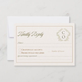 Antieke Boheemse Toile Sage Groene Huwelijks RSVP Kaartje