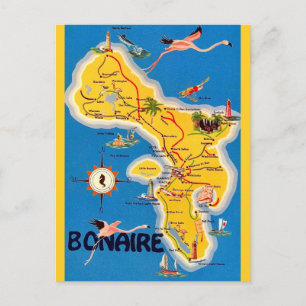 Antieke Bonaire geïllustreerde kaart ansichtkaart