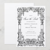 Antieke boog wijnranken ornament kader Save the Da Kaart (Voorkant / Achterkant)