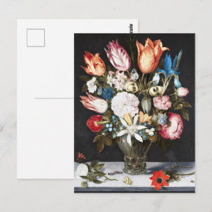 Antieke Bosschaert Hollandse Tulpen en Rozen Kunst Briefkaart