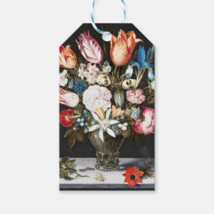 Antieke Bosschaert Hollandse Tulpen en Rozen Kunst Cadeaulabel