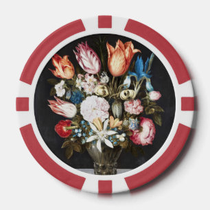 Antieke Bosschaert Hollandse Tulpen en Rozen Kunst Poker Chips