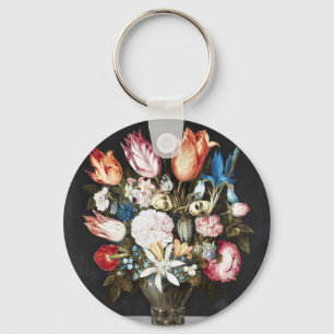 Antieke Bosschaert Hollandse Tulpen en Rozen Kunst Sleutelhanger