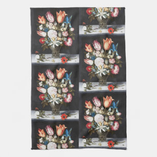 Antieke Bosschaert Hollandse Tulpen en Rozen Kunst Theedoek