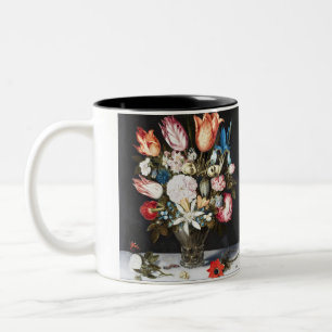 Antieke Bosschaert Hollandse Tulpen en Rozen Kunst Tweekleurige Koffiemok
