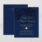 Antieke botanische bloem linnen trouwuitnodiging (Voorkant / Achterkant)