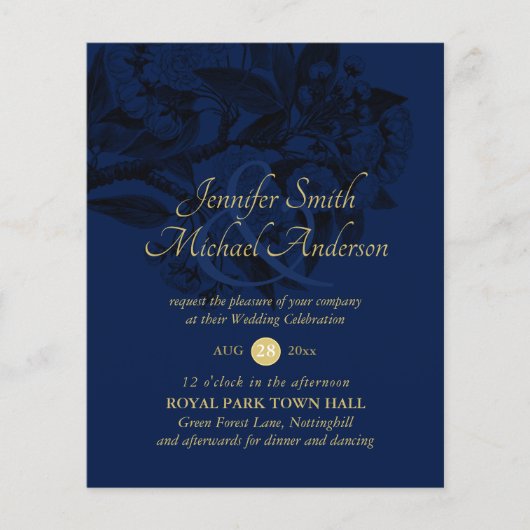 Antieke botanische bloem linnen trouwuitnodiging (Voorkant)