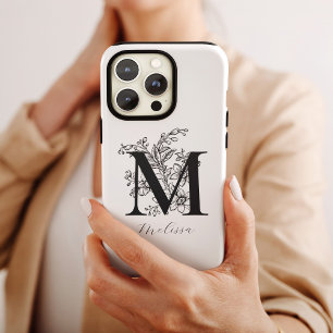 Antieke botanische bloemrijke monogramnaam Case-Mate iPhone 14 pro max hoesje