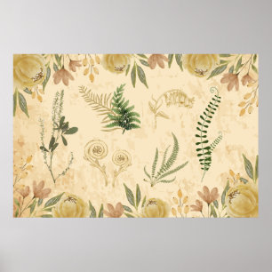 Antieke botanische en bloemposter poster