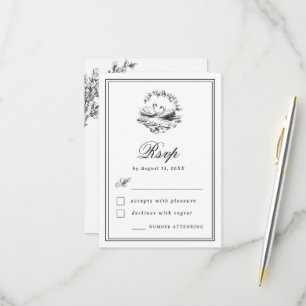 Antieke Botanische Handgetekende Zwaan Elegante Tr RSVP Kaartje