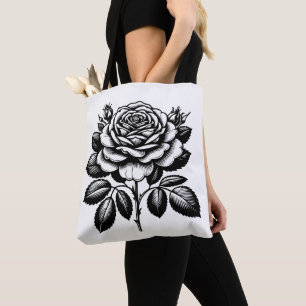 Antieke botanische illustratie van de zwarte roos draagtas