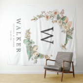 Antieke Botanische Monogram Achtergrond Foto Booth Wandkleed (In Situ (horizontaal))