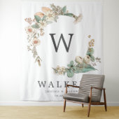 Antieke Botanische Monogram Achtergrond Foto Booth Wandkleed (In situ)