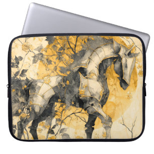 Antieke botanische spirit witte paard bloemranken laptop sleeve
