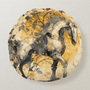 Antieke botanische spirit witte paard bloemranken rond kussen