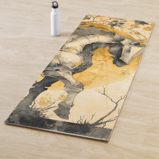 Antieke botanische spirit witte paard bloemranken yogamat