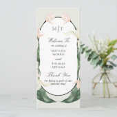 Antieke botanische tulpen monogram trouwprogramma (Staand voorkant)