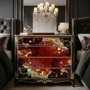 Antieke Bourgondische Shabby Chic Bloem Decoupage Tissuepapier