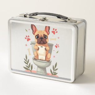 Antieke Boze Franse Bulldog met Toiletpapier 