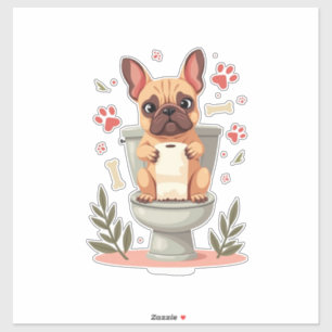 Antieke boze Franse Bulldog met toiletpapier Sticker