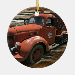 Antieke brandweerwagen Oude brandweerwagen Keramisch Ornament