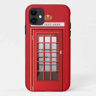 Antieke Britse Rode Telefooncel Aangepaste Naam iPhone 11 Hoesje