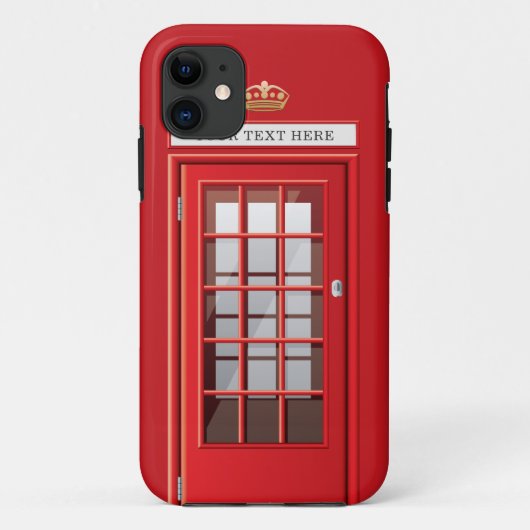 Antieke Britse Rode Telefooncel Aangepaste Naam Case-Mate iPhone Case (Achterkant)