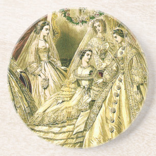 Antieke Bruid Vintage Bruiloft Zandsteen Onderzetter