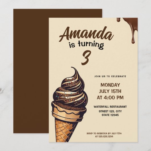 Antieke bruine chocolade ijsje kaart (Voorkant / Achterkant)