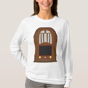 Antieke buizenradio antieke houten stereo t-shirt