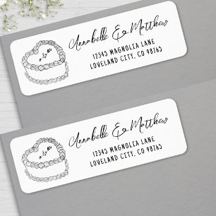 Antieke Cake Handgetekend Huwelijks Retouradres Etiket