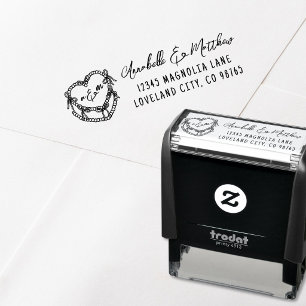 Antieke Cake Handgetekend Huwelijks Retouradres Zelfinktende Stempel