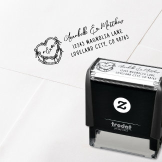 Antieke Cake Handgetekend Huwelijks Retouradres Zelfinktende Stempel