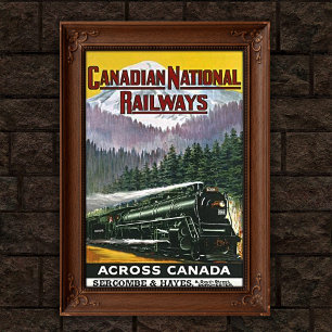 Antieke Canadese Rockies Stoomtrein Reclame Poster