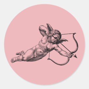Antieke Cherubijn Cupido Liefde Ronde Sticker