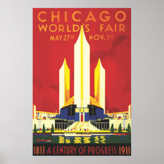 Antieke Chicago Wereldtentoonstelling Poster 1933