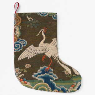 Antieke Chinese witte vogel zijde borduurwerk afdr Kleine Kerstsok