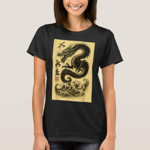 Antieke Chinese Zwarte Draak Aziatische Japanse Uk T-shirt