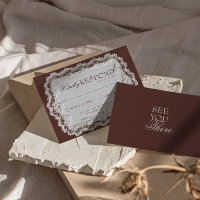 Antieke Chocoladebruine Kant Kleedje Retro Bruilof