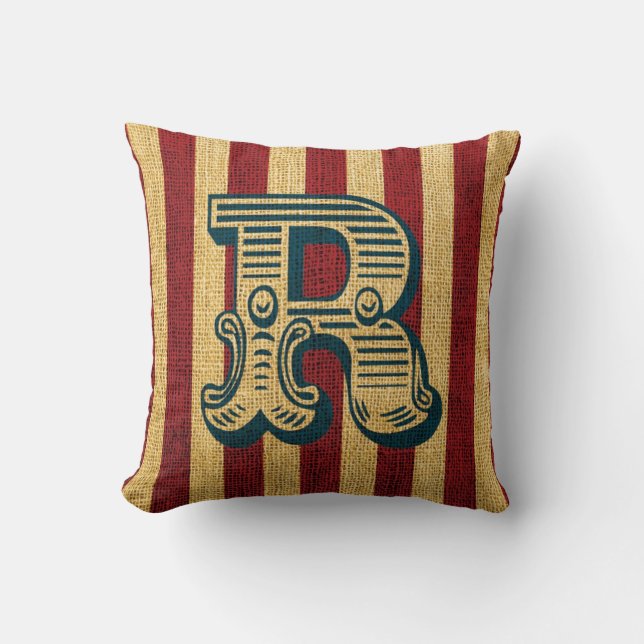 Antieke Circus Letter R Kussen (Voorkant)