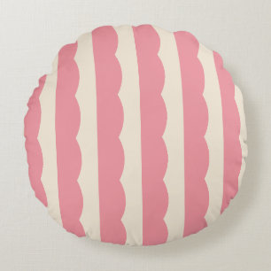 Antieke Circus Tent Roze & Crème Geschulpte Strepe Rond Kussen