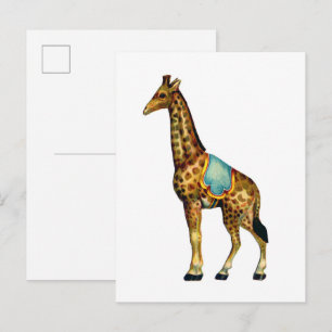 Antieke circusoptredende giraffe briefkaart