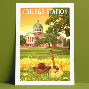 Antieke College Station Texas Briefkaart